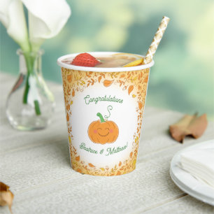 Cute Pumpkin Baby Shower Paper Cups