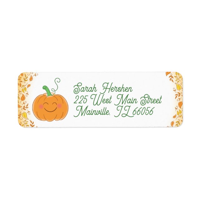 Cute Pumpkin Baby Shower Return Address Label (Front)