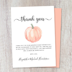 Cute Pumpkin Baby Shower Thank You Card