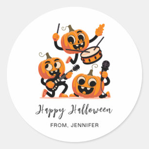 Cute Pumpkin Band Halloween Classic Round Sticker