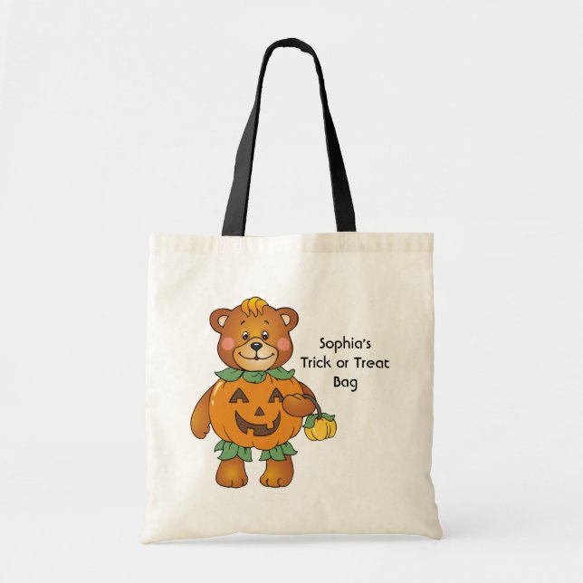 Cute Pumpkin Bear Tote Bag (Front)