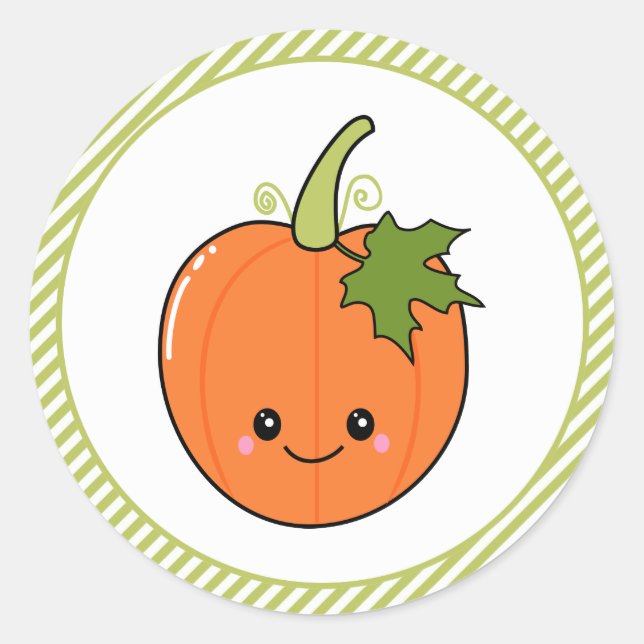 Cute Pumpkin Birthday Classic Round Sticker (Front)