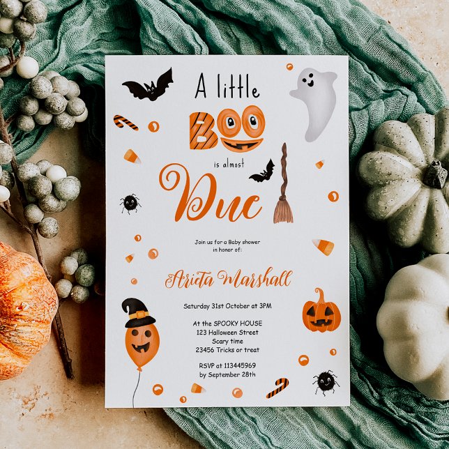 Cute pumpkin Boo Halloween baby shower Invitation (Cute pumpkin Boo Halloween baby shower Invitation)