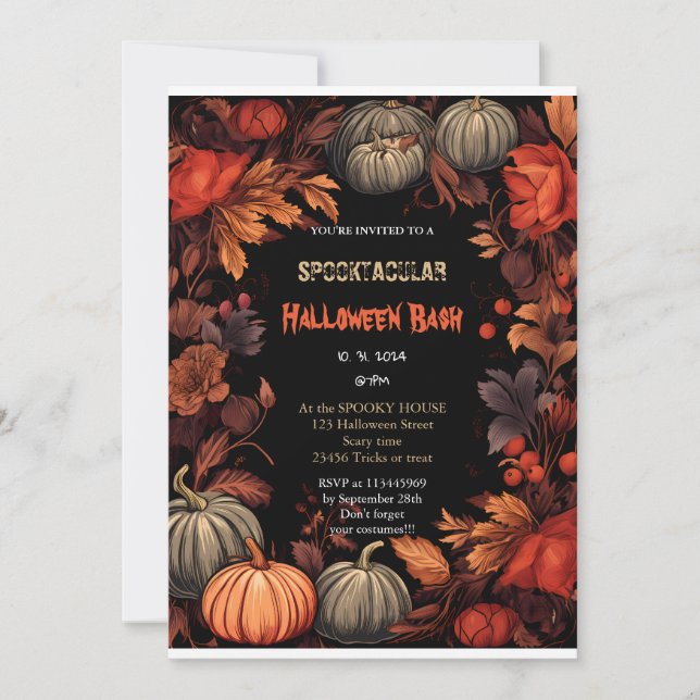 Cute pumpkin Boo Halloween bash  Invitation (Front)