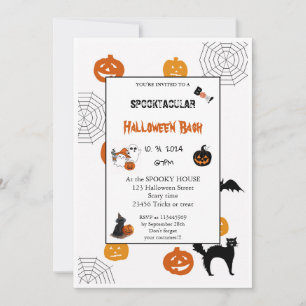 Cute pumpkin Boo Halloween bash pink  Invitation