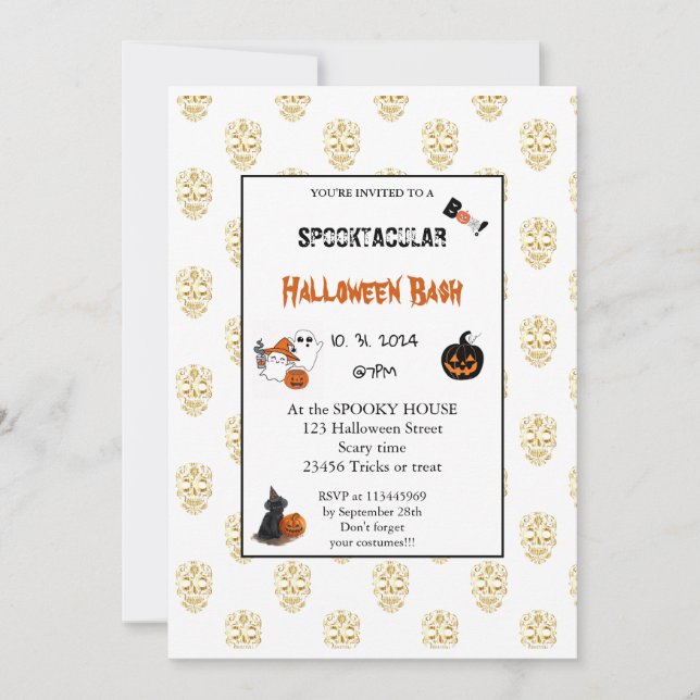 Cute pumpkin Boo Halloween bash pink  Invitation (Front)