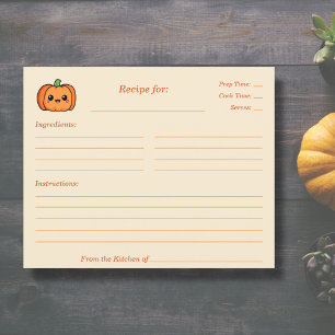 Cute Pumpkin Bridal Shower Recipe Card