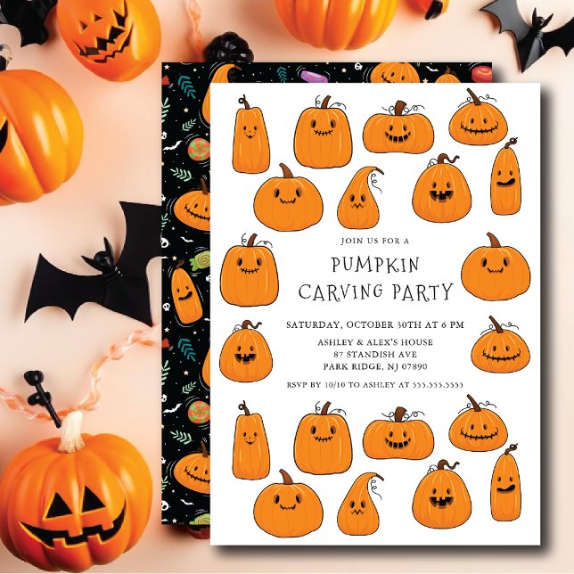 Cute Pumpkin Carving Halloween Invitation (Creator Uploaded)