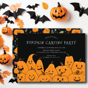 Cute Pumpkin Carving Halloween Party Invitation