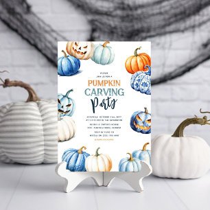 Cute Pumpkin Carving Party Halloween Invitation
