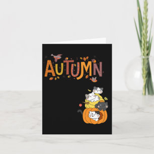 Cute Pumpkin Cats Hello Fall Autumn Funny Card