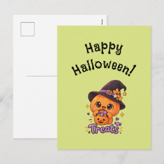 Cute Pumpkin Character 🎃🧡 Holiday Postcard