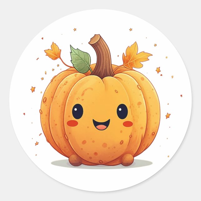 Cute pumpkin classic round sticker (Front)