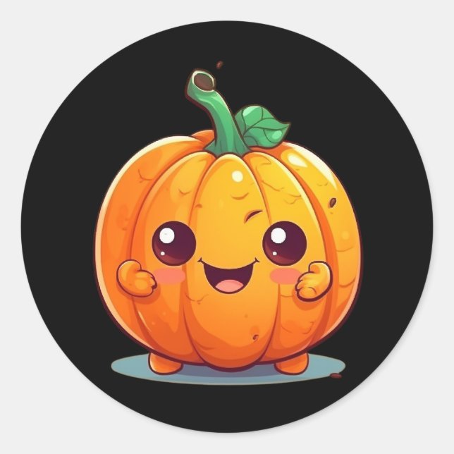 Cute pumpkin classic round sticker (Front)