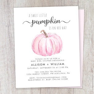 Cute Pumpkin Couples Baby Girl Shower Invitation