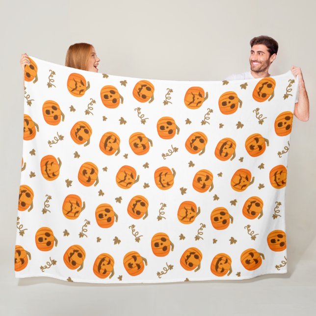 Cute Pumpkin Emojis Fleece Blanket (In Situ)