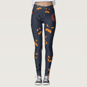 Cute Pumpkin Faces Pattern Halloween Leggings
