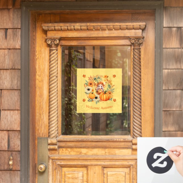 Cute Pumpkin Fairy in Autumn Wreath (Home Door)