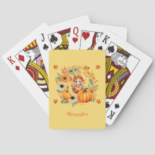 Cute Pumpkin Fairy in Autumn Wreath Playing Cards