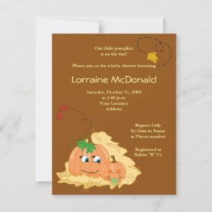 Cute Pumpkin Fall Autumn Baby Shower Invitation