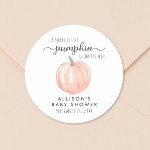 Cute Pumpkin Fall Baby Shower Classic Round Sticker