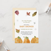Cute Pumpkin Fall Baby Shower Invitation
