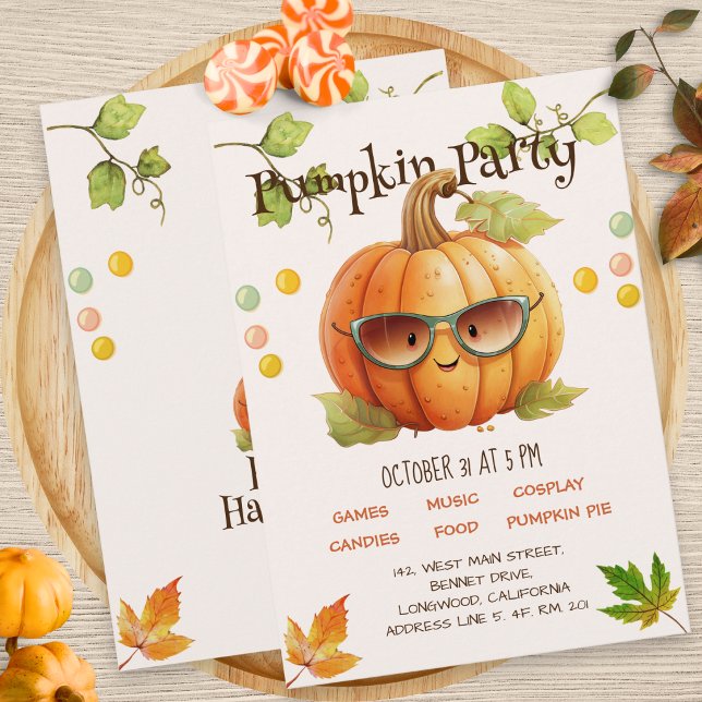 Cute Pumpkin Fall Birthday Halloween Party Invitation (Creator Uploaded)