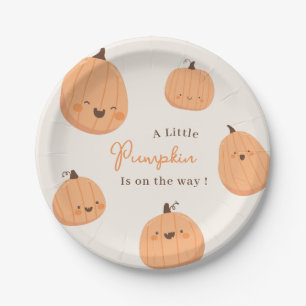 Cute Pumpkin Fall Gender Neutral Baby Shower Paper Plate