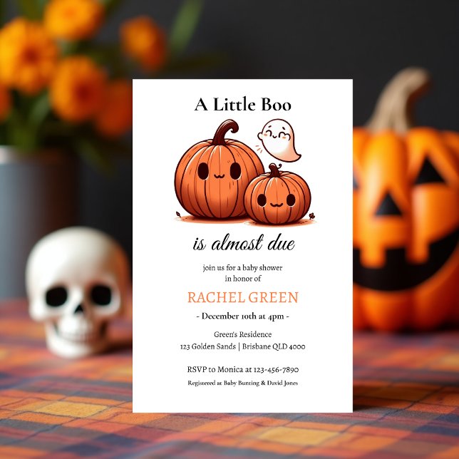 Cute Pumpkin Fall Halloween-Themed Baby Shower Invitation (Cute Pumpkin Fall Halloween-Themed Baby Shower Invitation)