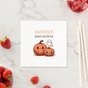 Cute Pumpkin Fall Halloween-Themed Baby Shower Napkin