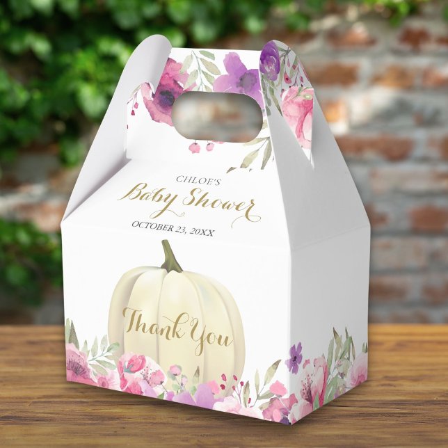 Cute Pumpkin Floral Thank You Baby Shower Favour Box (Cute Pumpkin Floral Thank You Baby Shower Favor Box)