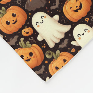 Cute Pumpkin Ghost Add Name Halloween Baby Fleece Blanket
