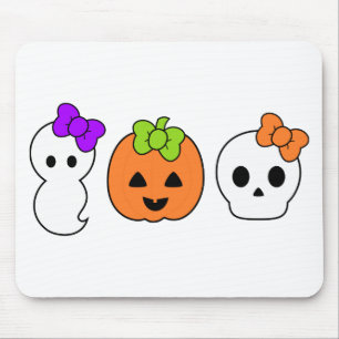 Cute Pumpkin, Ghost and Skull Mouse Pad