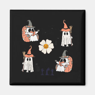 Cute Pumpkin Ghost Boo Cat Bats Pattern Halloween Magnet