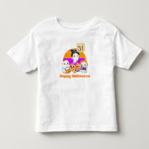 Cute Pumpkin Ghost Boo Happy Halloween Toddler T-Shirt