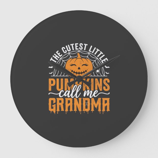 Cute Pumpkin Grandma Halloween Design_1 Large Clock (Front)