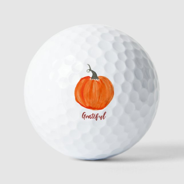 Cute Pumpkin Grateful Holiday Thanksgiving Golf Balls (Front)
