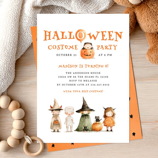 Cute Pumpkin Halloween Birthday Kids Party Invitation (Creator Uploaded)