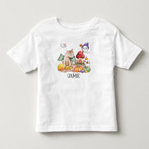 Cute Pumpkin Halloween Fantasy Dinosaur Name Toddler T-Shirt
