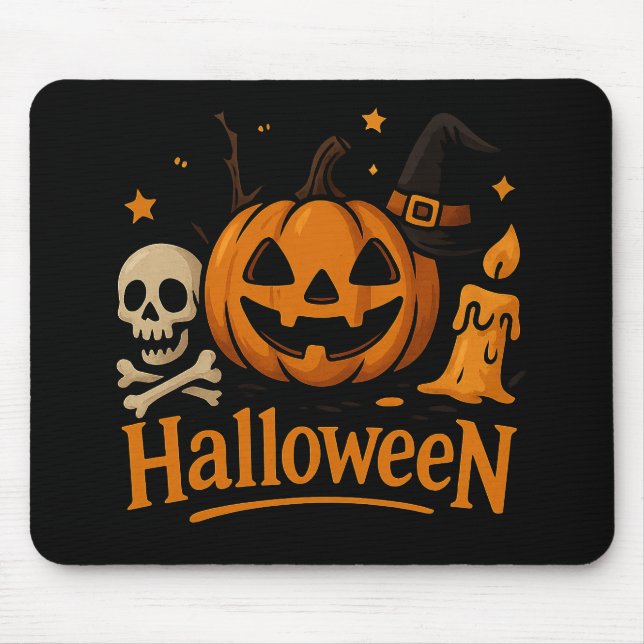 Cute Pumpkin Halloween Mouse Pad (Front)
