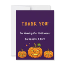 Cute Pumpkin Halloween Party Thank You Card