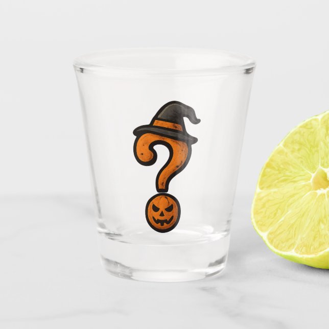 Cute Pumpkin Halloween Question Mark Shot Glass (Front)