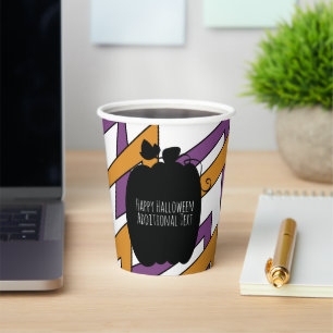Cute Pumpkin Halloween Zig Zag Purple Paper Cups