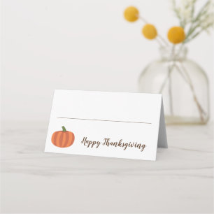 Cute Pumpkin Happy Thanksgiving Dinner Place Card