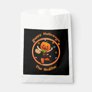 Cute Pumpkin Head Trick or Treater Halloween Favour Bag