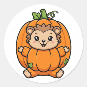 Cute Pumpkin Hedgehog Halloween Sticker