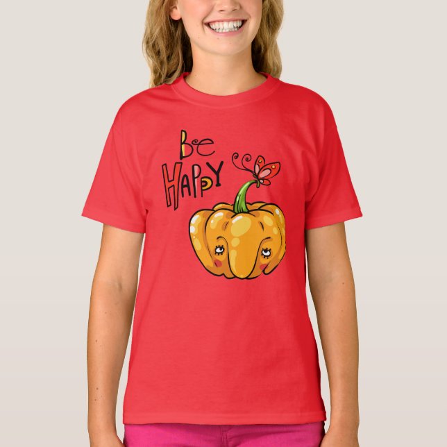 Cute Pumpkin "Hi" T-Shirt (Front)