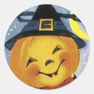 Cute Pumpkin in Witch's Hat - Halloween Sticker