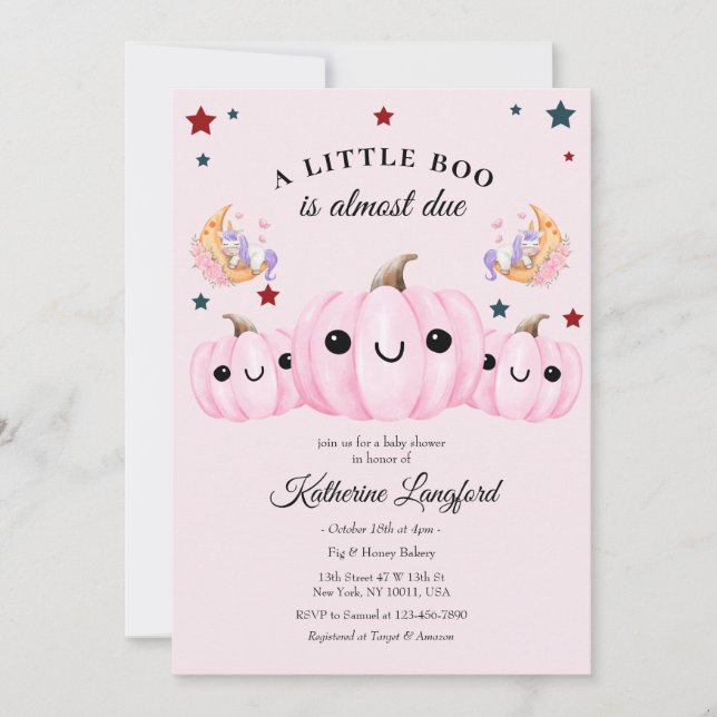 Cute Pumpkin Is On The Way | Halloween Baby Shower Invitation (Front)