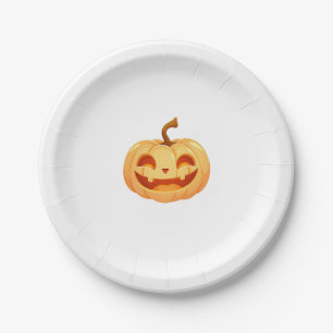 Cute Pumpkin Jack O Lantern Turtle Sea Halloween C Paper Plate